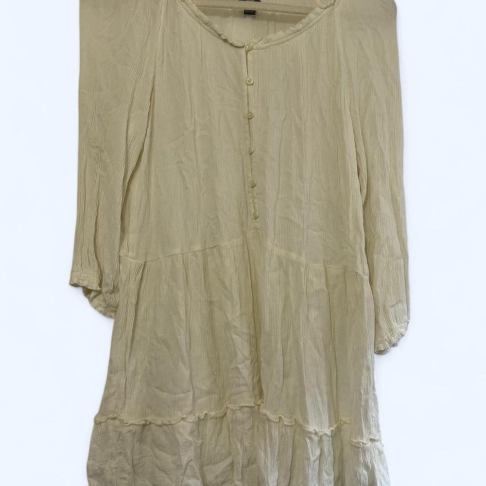 Aerie Cream Button-Down Milkmaid Dress